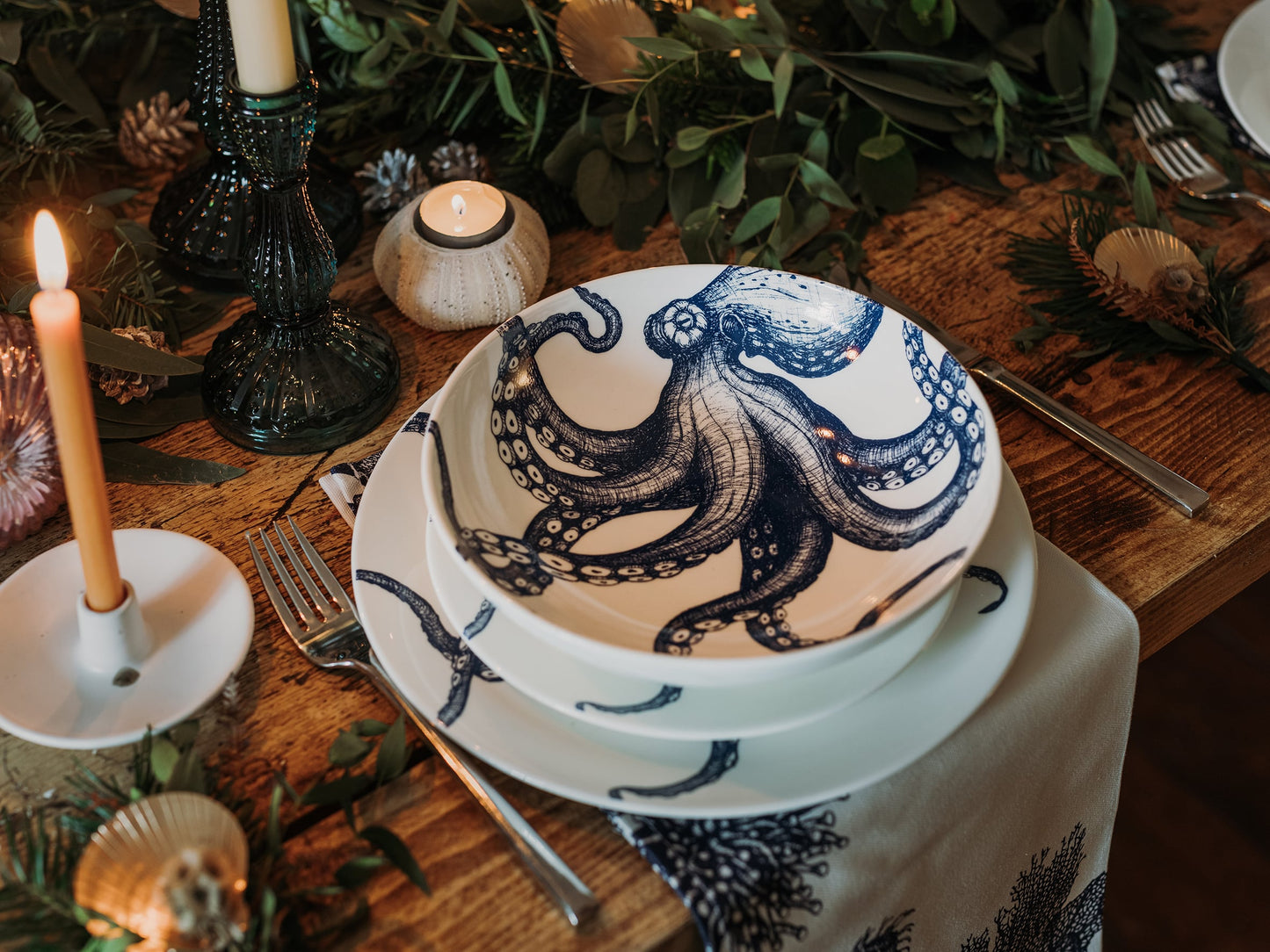 Bone China Octopus Pasta Bowl