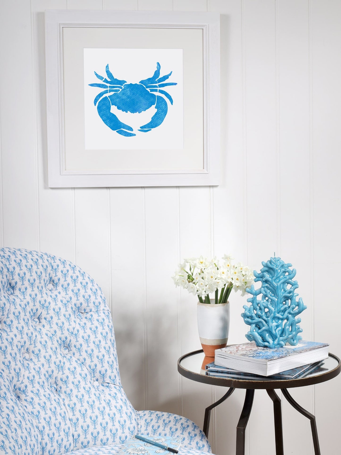 Fistral Blue Crab Art Print - 20cm & 30cm Square