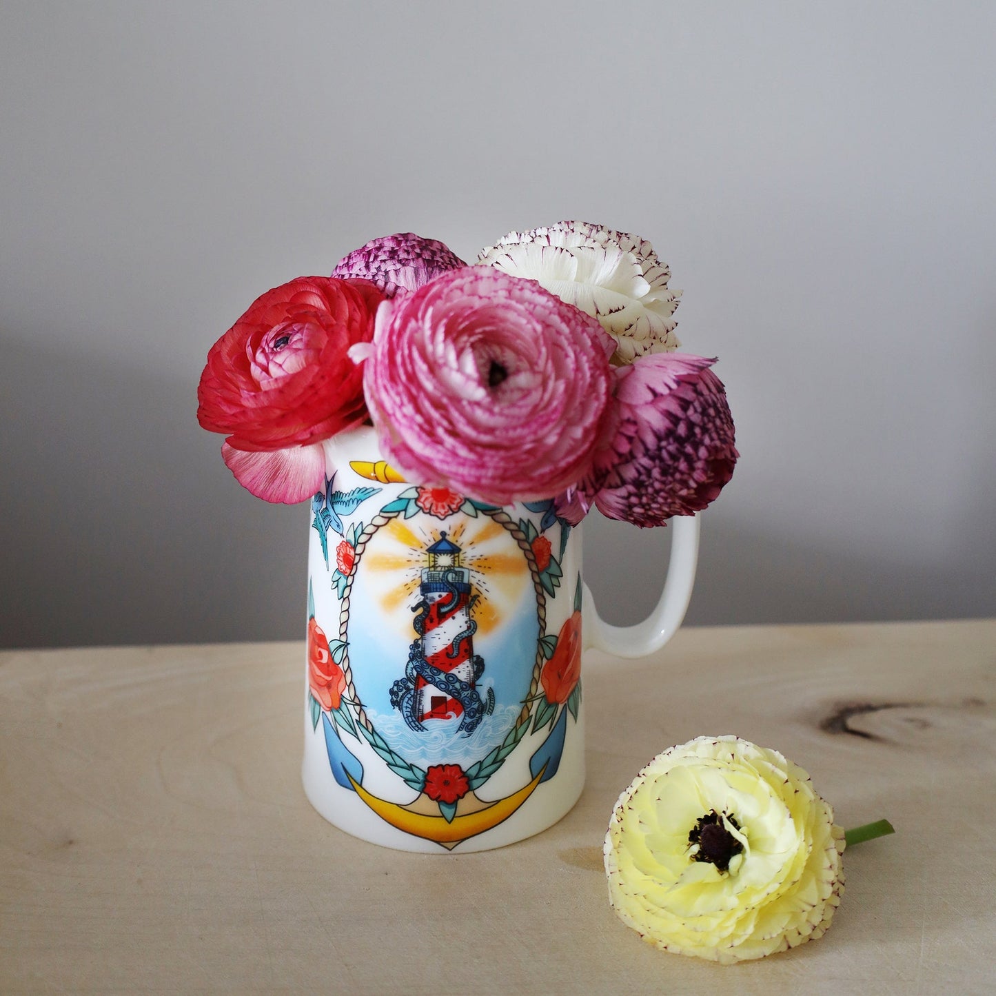 Bone China Small Ship & Kraken Jug