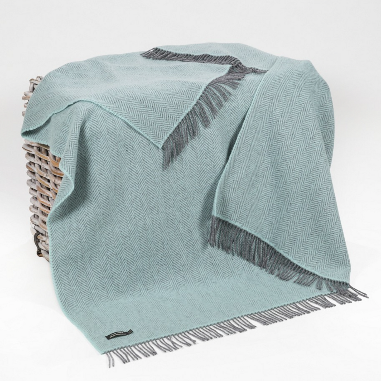 Duck Egg Cashmere Herringbone Throw