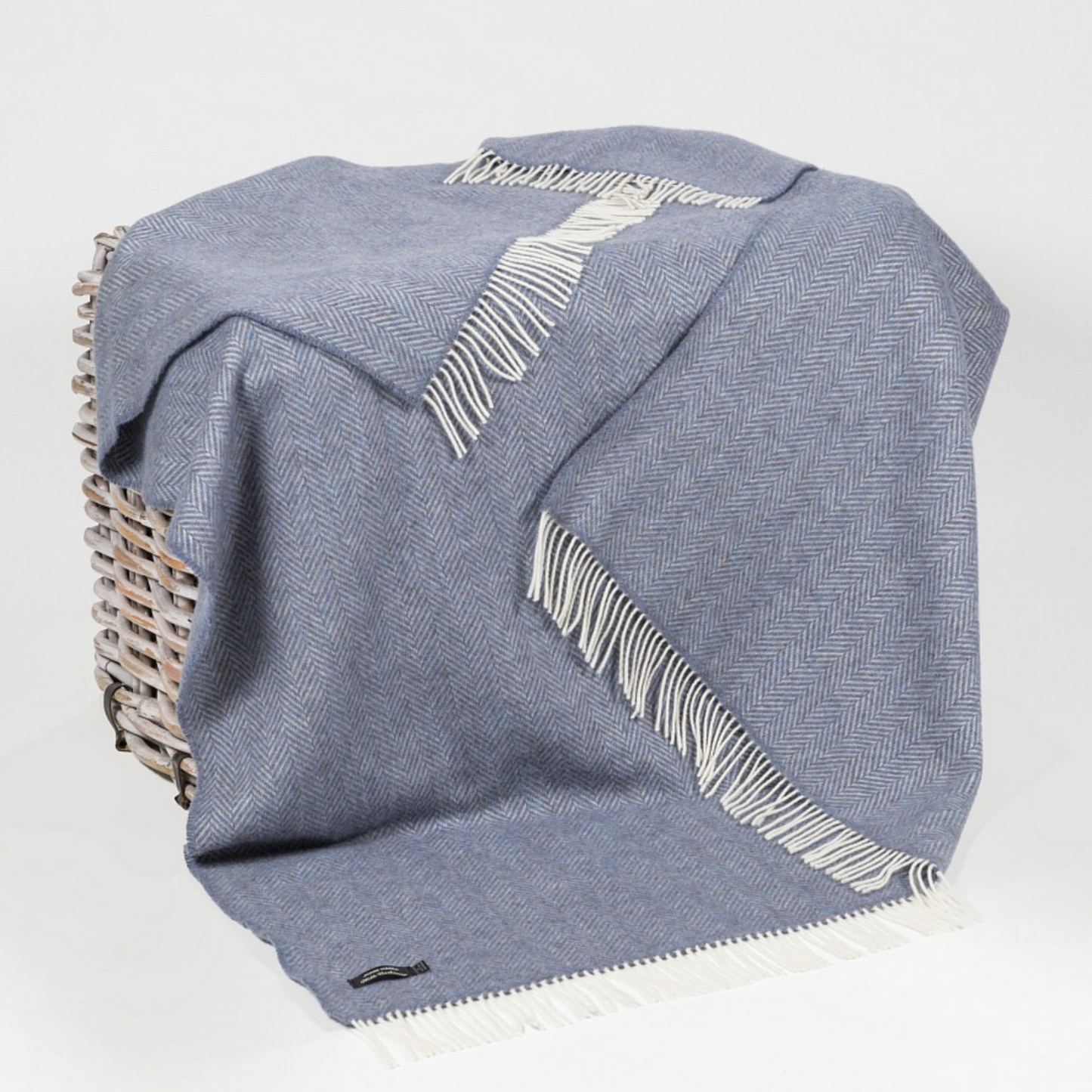 Denim Cashmere Herringbone Throw