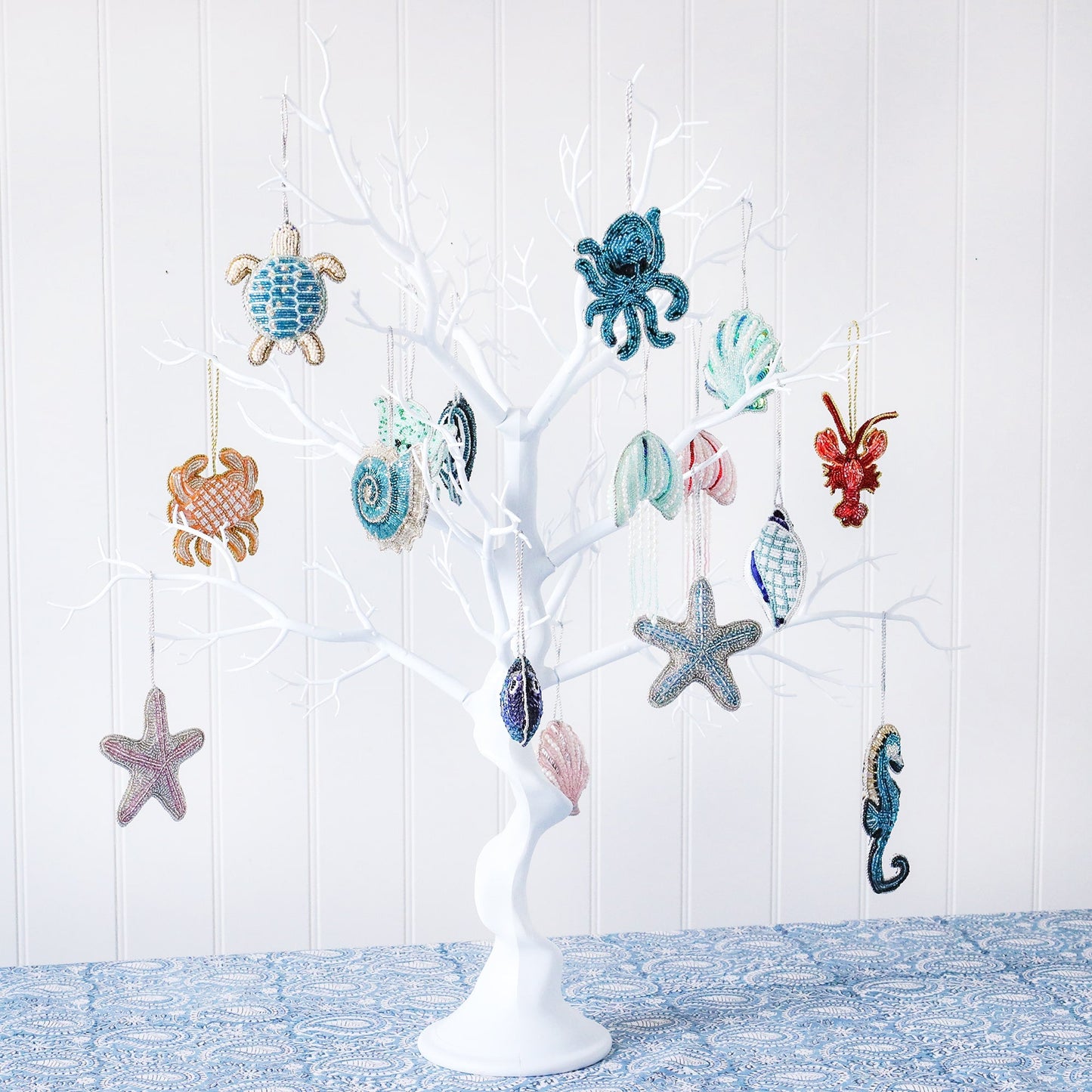 Beaded Blue Seahorse Hanging Decoration