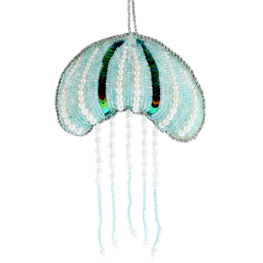 Beaded Aqua Jellyfish Hanging Decoration