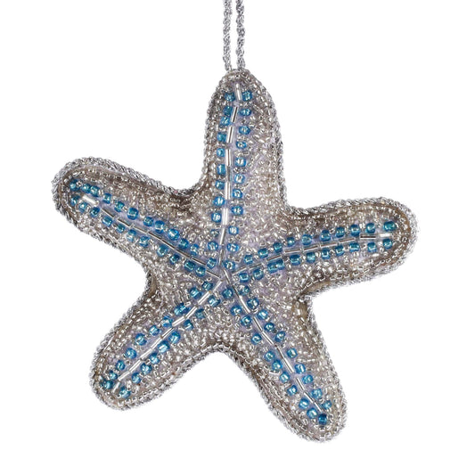 Beaded Blue Starfish Hanging Decoration