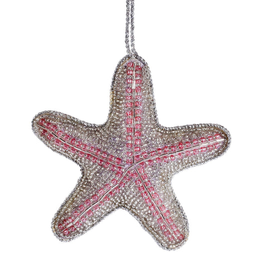 Beaded Pink Starfish Hanging Decoration