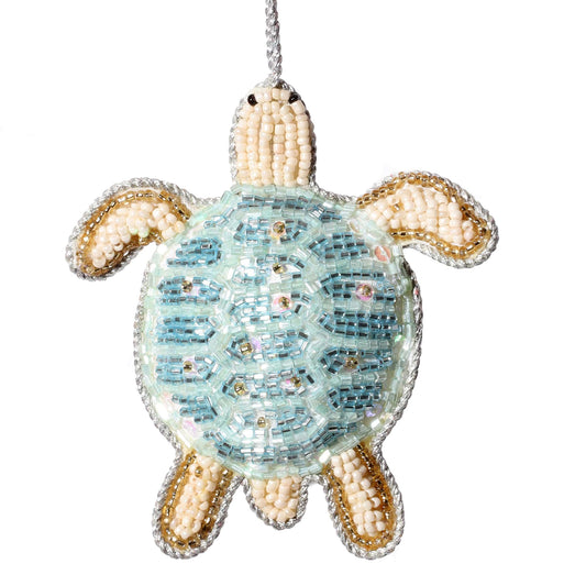 Beaded Aqua Turtle Hanging Decoration