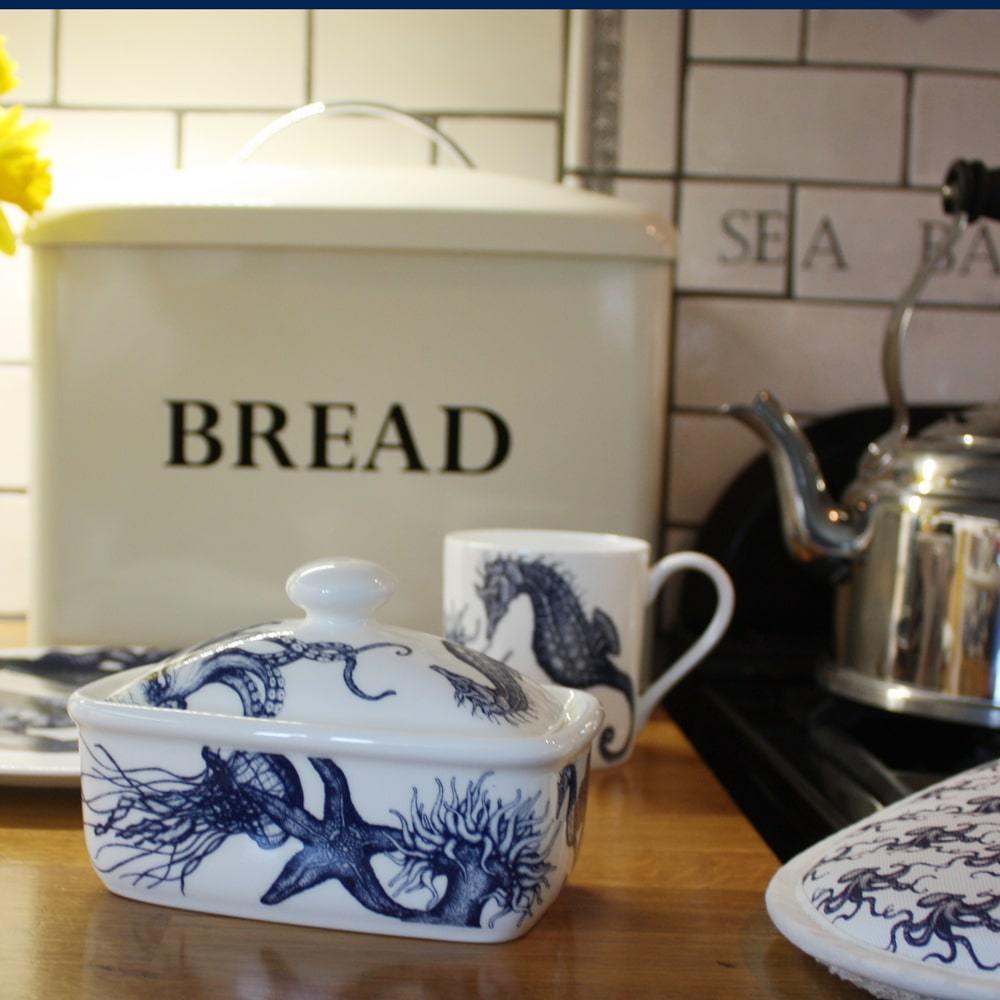 Bone China Sea Creatures Butter Dish