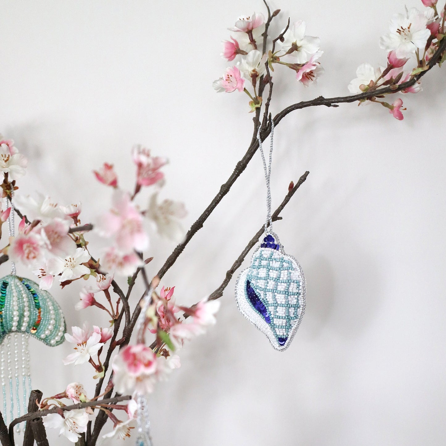 Beaded Conch Shell Hanging Decoration