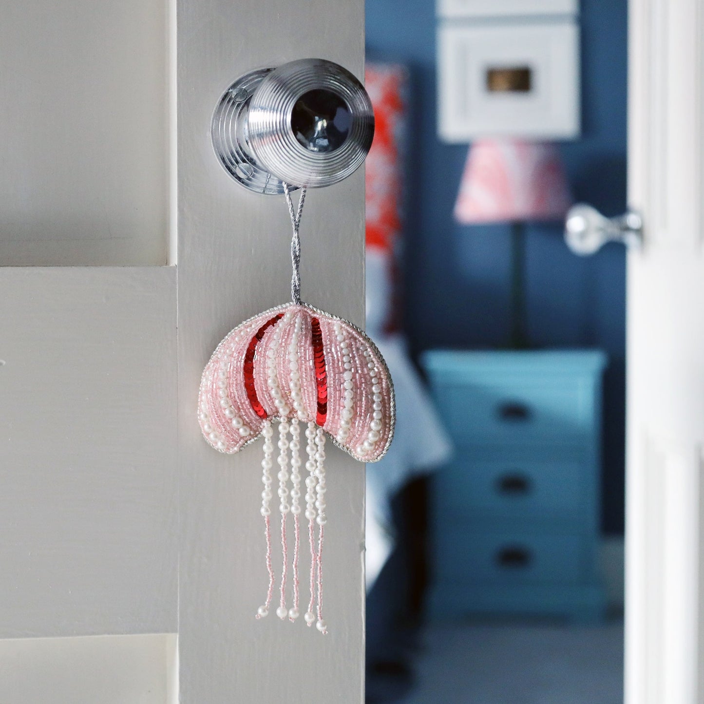 Beaded Pink Jellyfish Hanging Decoration