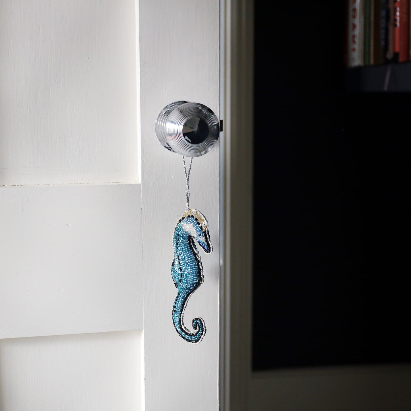 Beaded Blue Seahorse Hanging Decoration