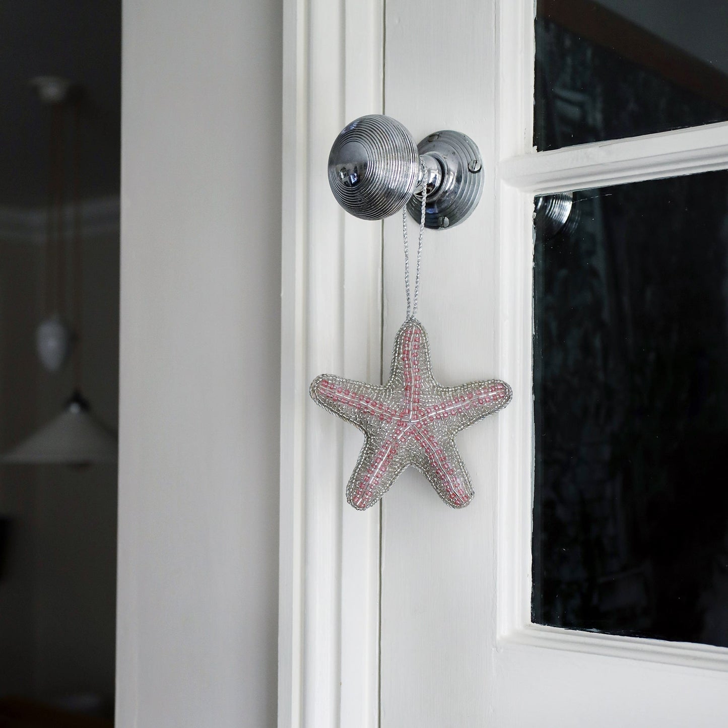 Beaded Pink Starfish Hanging Decoration