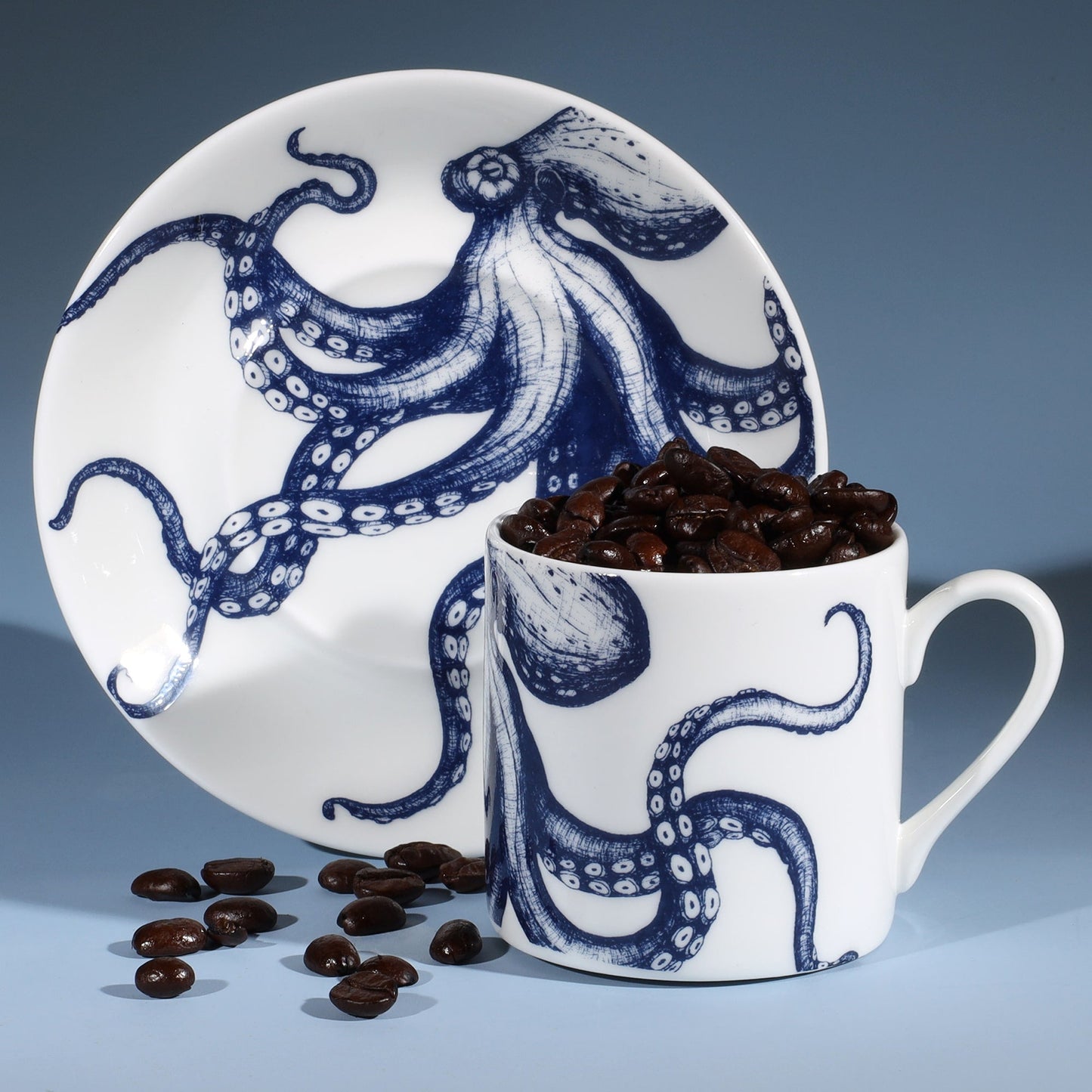 Bone China Octopus Espresso Cup & Saucer