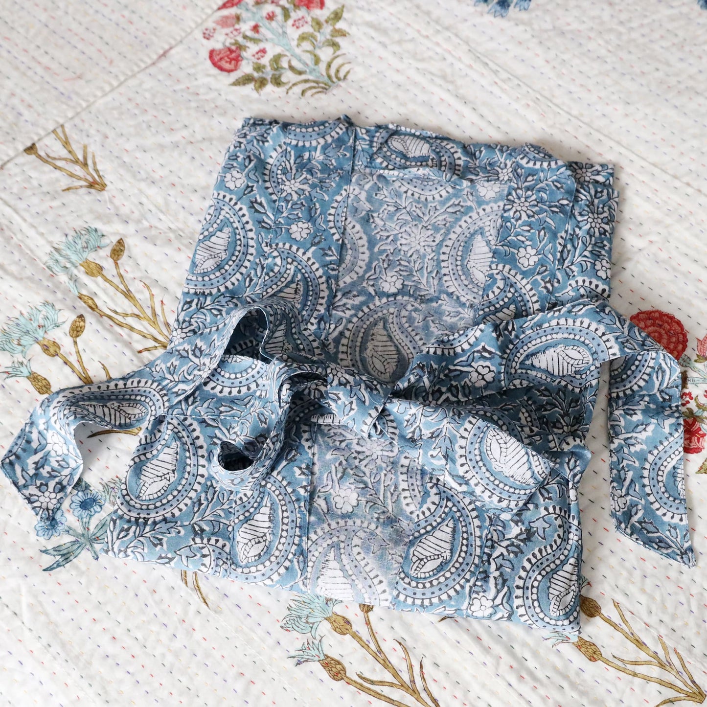 Azure Paisley Shell Dressing Gown