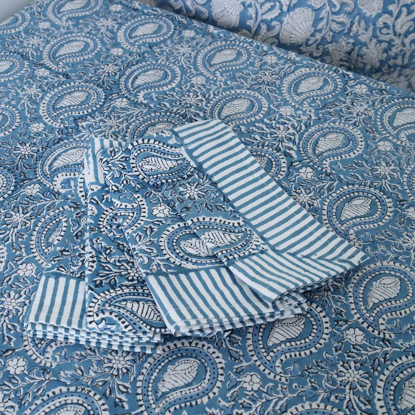 Azure Paisley Shell Napkins