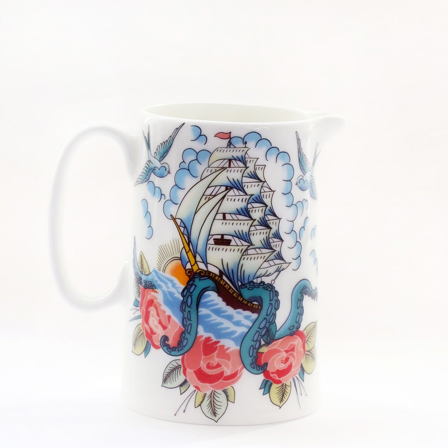 Bone China Small Ship & Kraken Jug