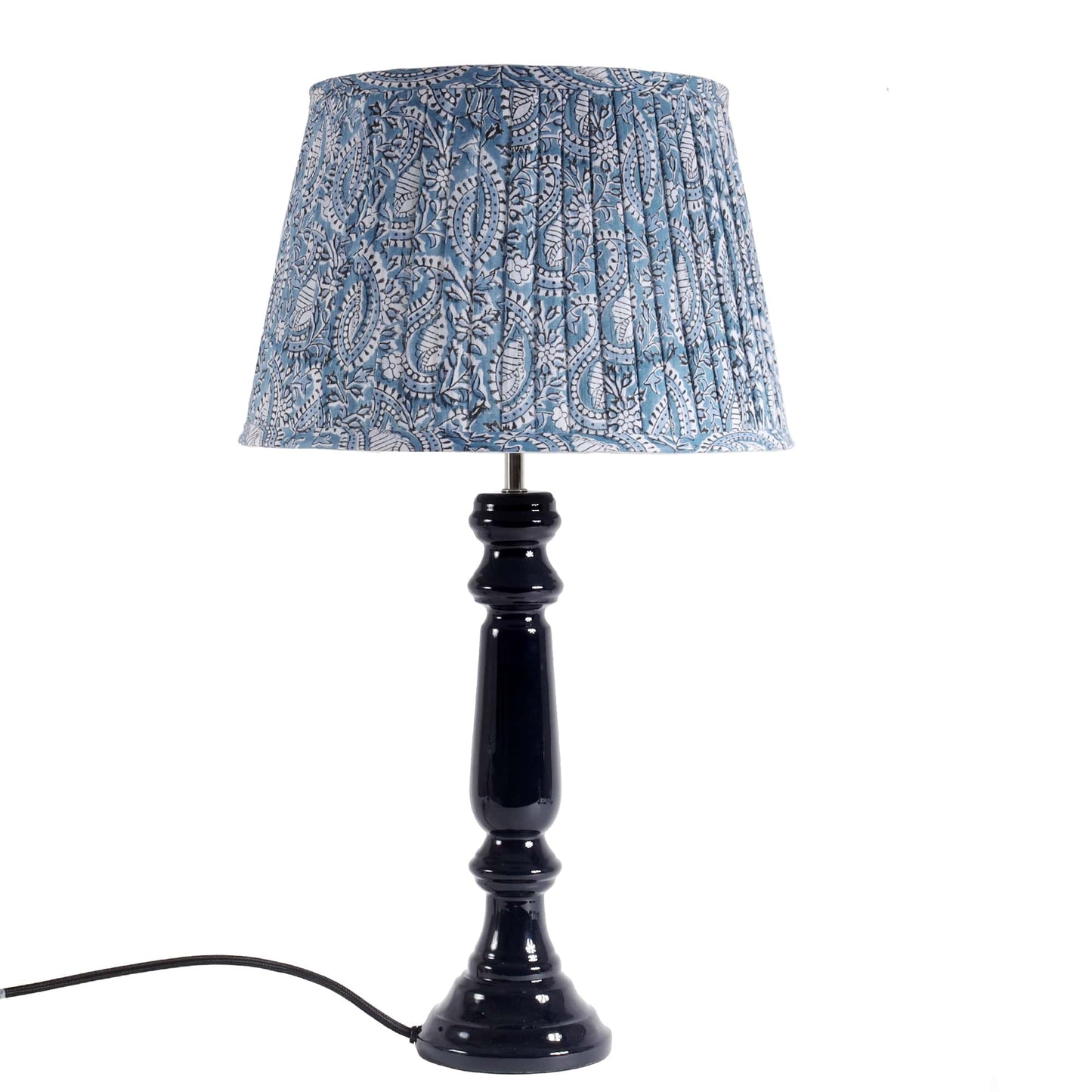 Azure Paisley Shell Pleated Lampshade Large